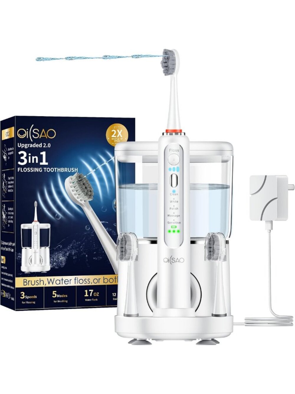 Electric Toothbrush & Water Flosser Combo - Professional Oral Care Device